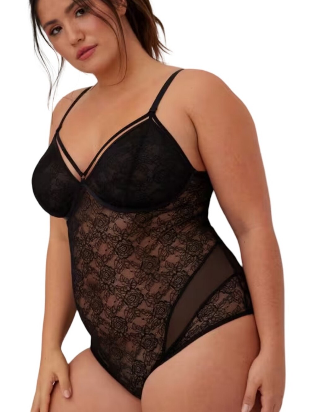 Torrid Black Lace Mesh Plus Size Bodysuit - Women's Intimates Teddy 2 2X New